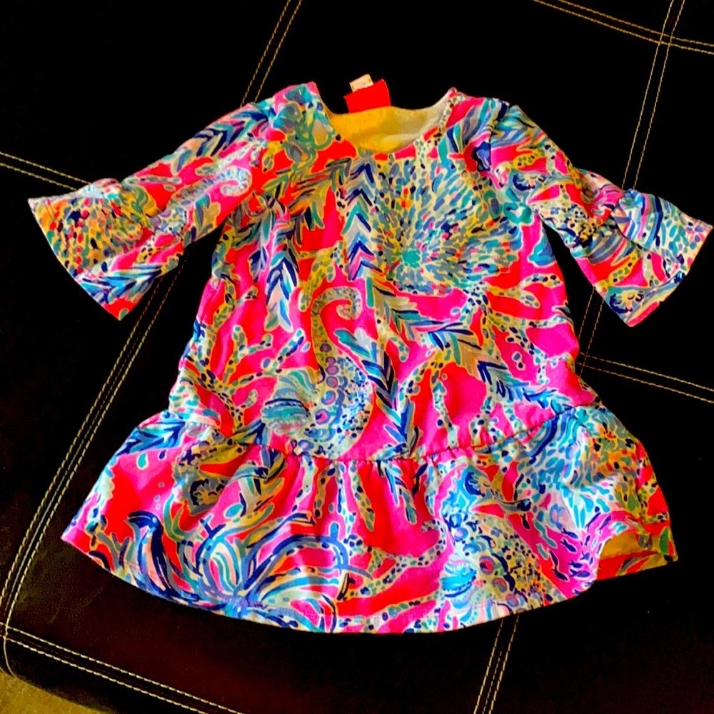 Lilly Pulitzer 3/4 Sleeve Ruffle Dress Size 2/3